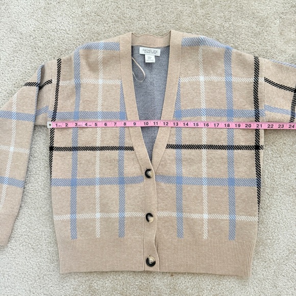 Rachel Zoe Beige Plaid Cardigan & Tank Top Set - Size M - Picture 9 of 11
